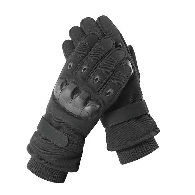 Guantes de invierno a prueba de frío para motocicleta, guantes militares de dedo completo para deportes al aire libre, Guantes Para Motociclistas, Guantes negros para motocicleta