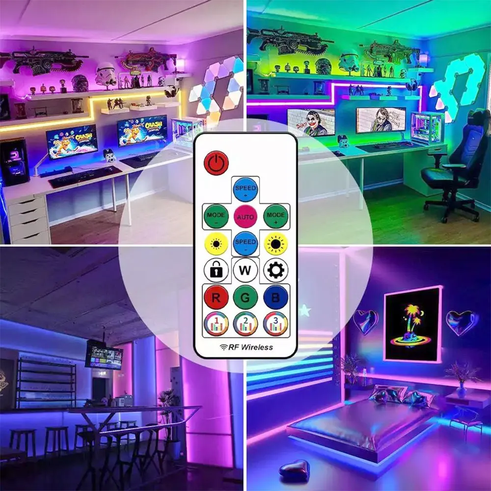 Mini Music Led Controller 17Keys DC/USB 3Pin 5V-24V Wireless RF Remote Control For WS2811 2812 Addressable RGB Strip Light Panel