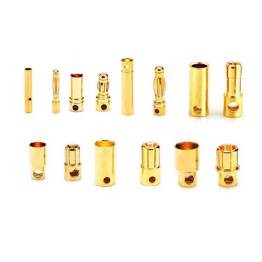 1-10Pair 2mm 3mm - 8mm Bullet Banana Plug Gold-Plated Banana Male Female Connector Battery Plugs Kits for RC Battery Parts DIY