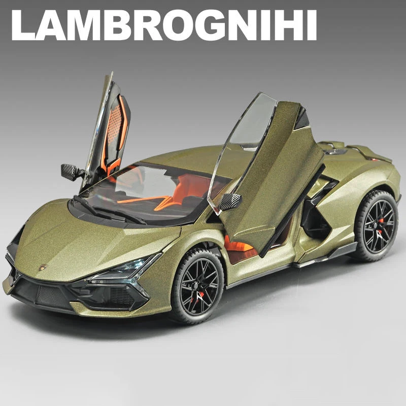 Lambos Revuelto supercar modelo infantil, ligas de fundição e veículos de brinquedo, carro metálico, coleção de som e luz 1:24