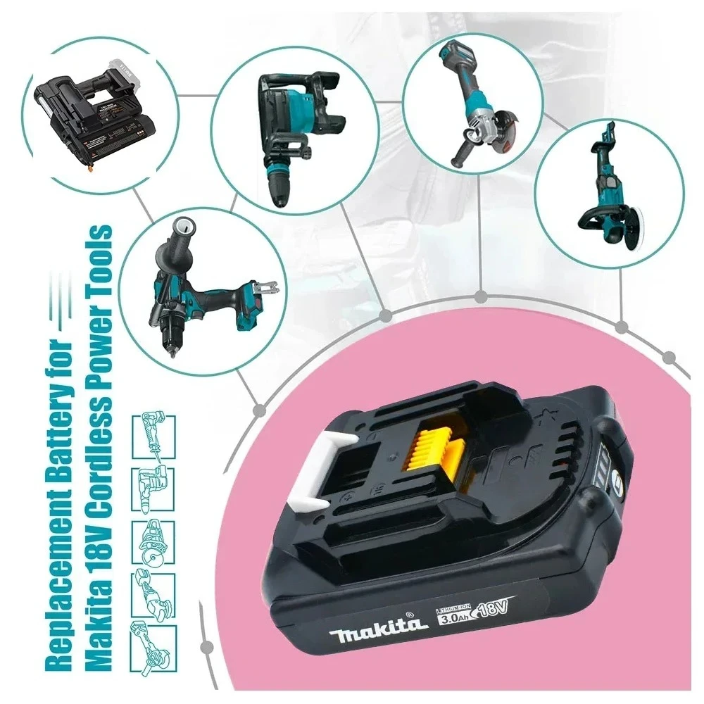 

100% оригинальная аккумуляторная батарея Makita 18 В 3,0 Ач, для Makita BL1830 BL1830B BL1840 BL1840B BL1850 BL1850B аккумулятор для электроинструментов