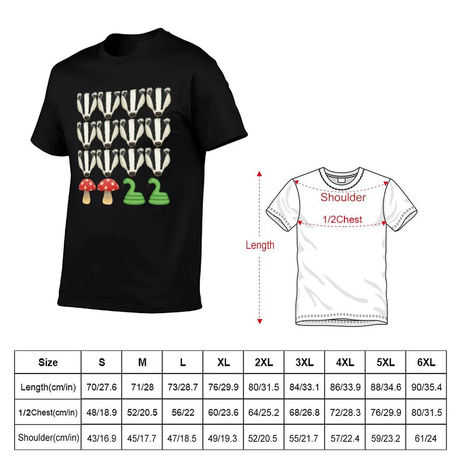 Badger, Mushroom, Snake T-Shirt Plus Size Lightweight Tee Shirt