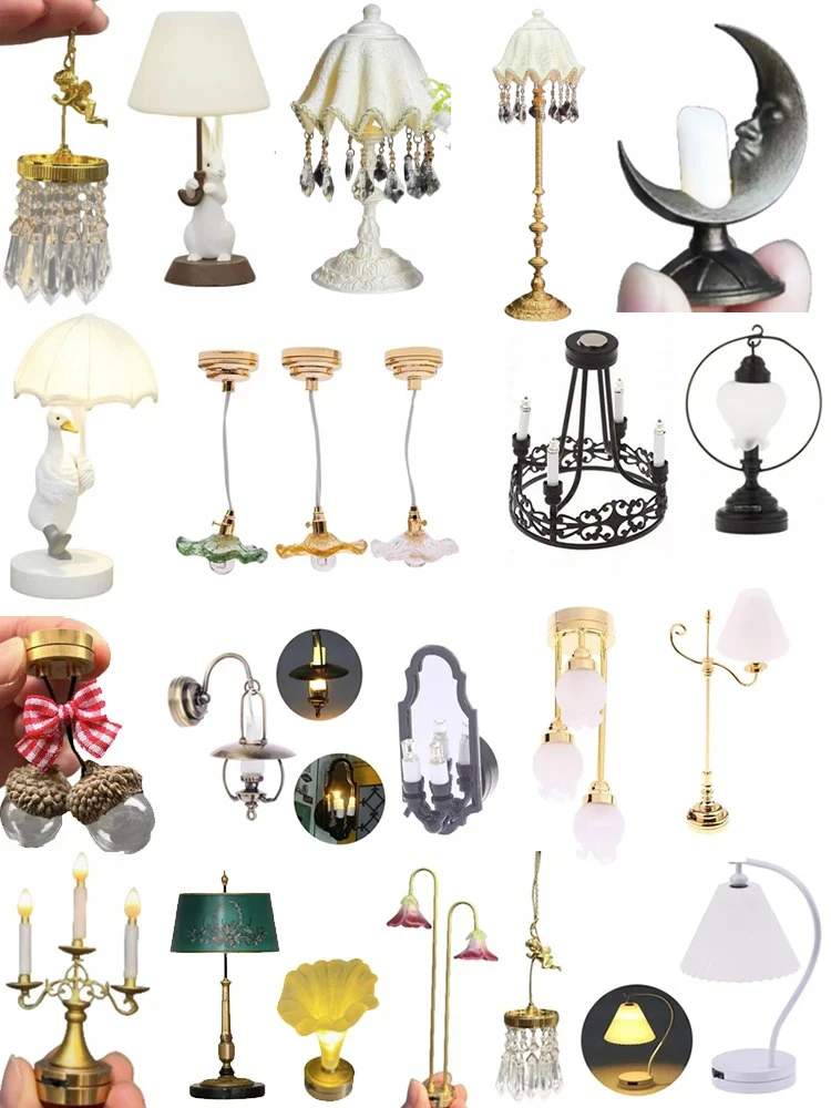 Lámpara de cristal de Ángel en miniatura para casa de muñecas, Mini lámpara de mesa modelo Mini lámpara de pie decoración nuevos accesorios para casa de muñecas en miniatura Diy