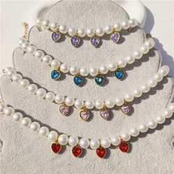 Pet Pearl Collar Dog Princess Love Necklace Cat Jewelry Cute Collar Puppy Accessories Dog Chain Chihuahua Wedding Jewelry Stuff