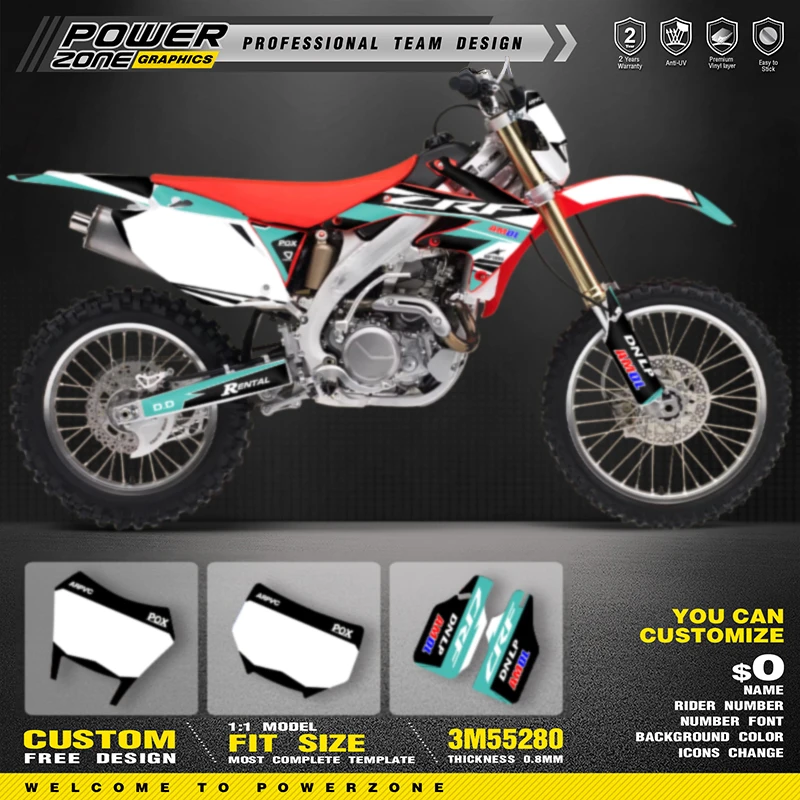 

PowerZone Custom Graphics Backgrounds Decals Stickers Kits For HONDA CRF450X 2005-2018 Motocycle Sticker Kits Name Number