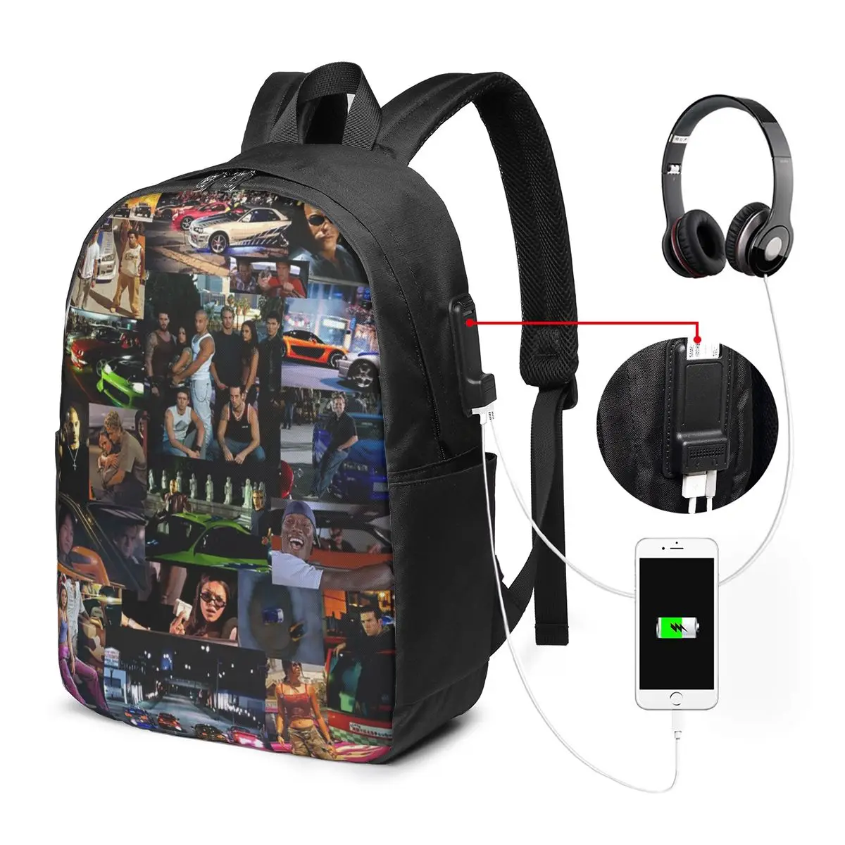 

Fast And Furious Collage Backpack Travel Notebook Bag Computer College Student School Bag Laptop Shoulder Bags for Men Women