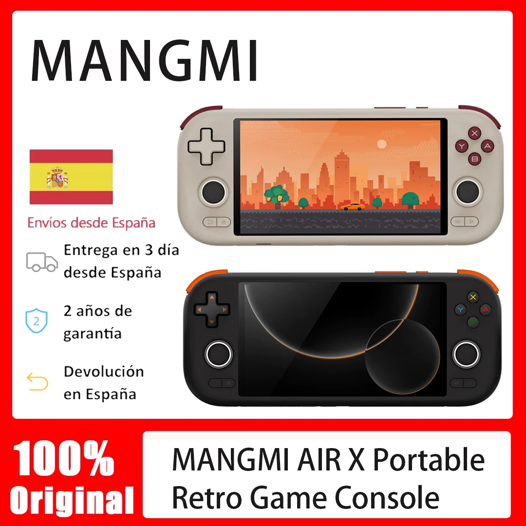Consola de Juegos Retro Portátil MANGMI AIR X – Pantalla FHD IPS de 5.5 Pulgadas, Joysticks Hall, RGB, Snapdragon 662, Android 14, Refrigeración Activa