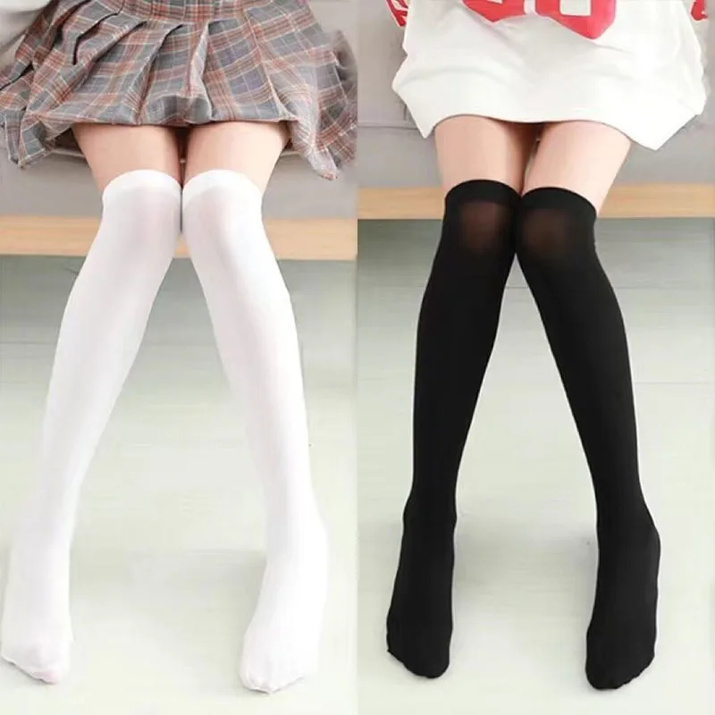 Women Over Knee Socks Thigh High Sock Girl Black White Knee Half Stockings  Women Pink Long Socks CTW063