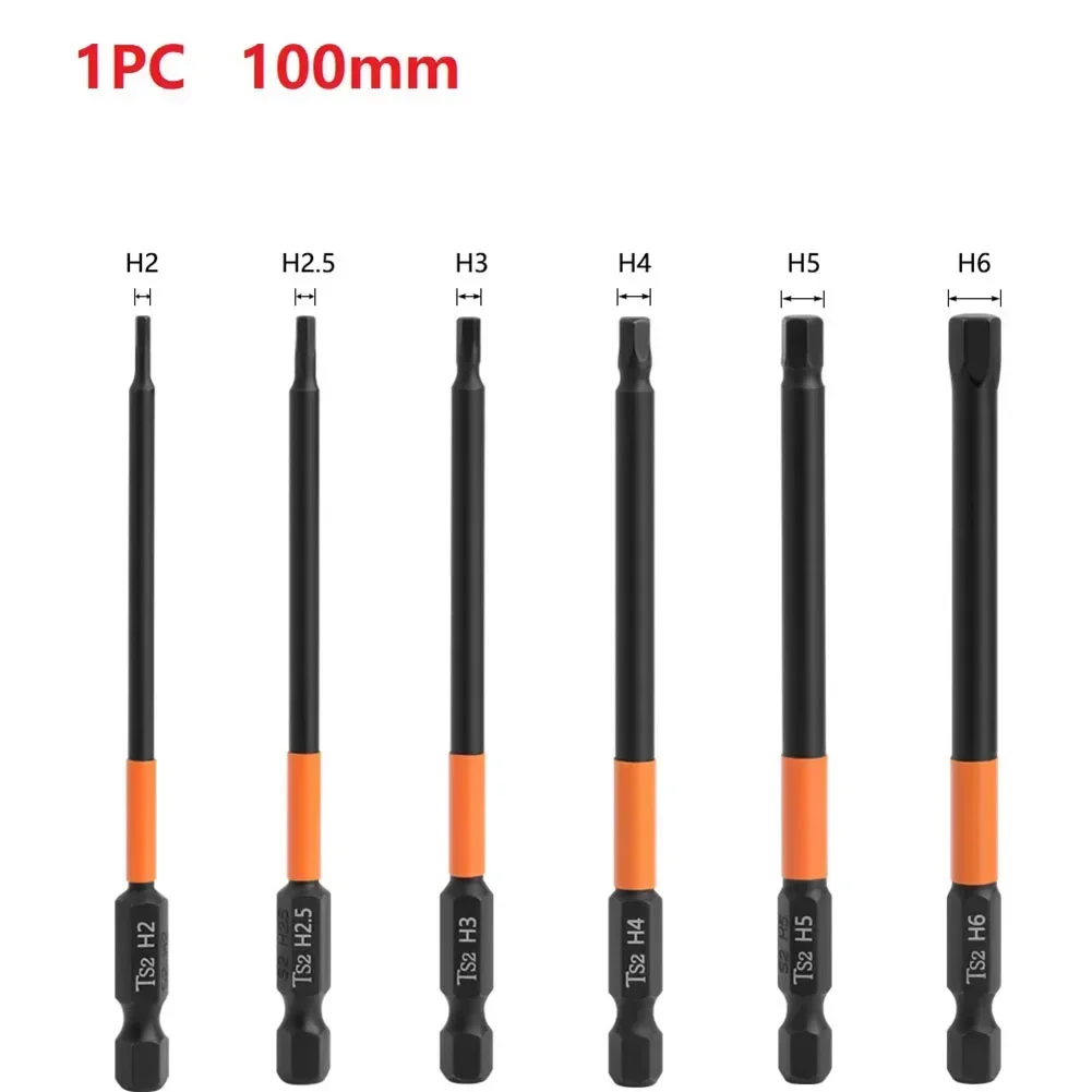 

1PC Magnetic Screwdriver Bit Repair Tool Hex Head Electric Wrench Drill Bits100mm Metric Electric Screwdriver Bit H4/H5/H6