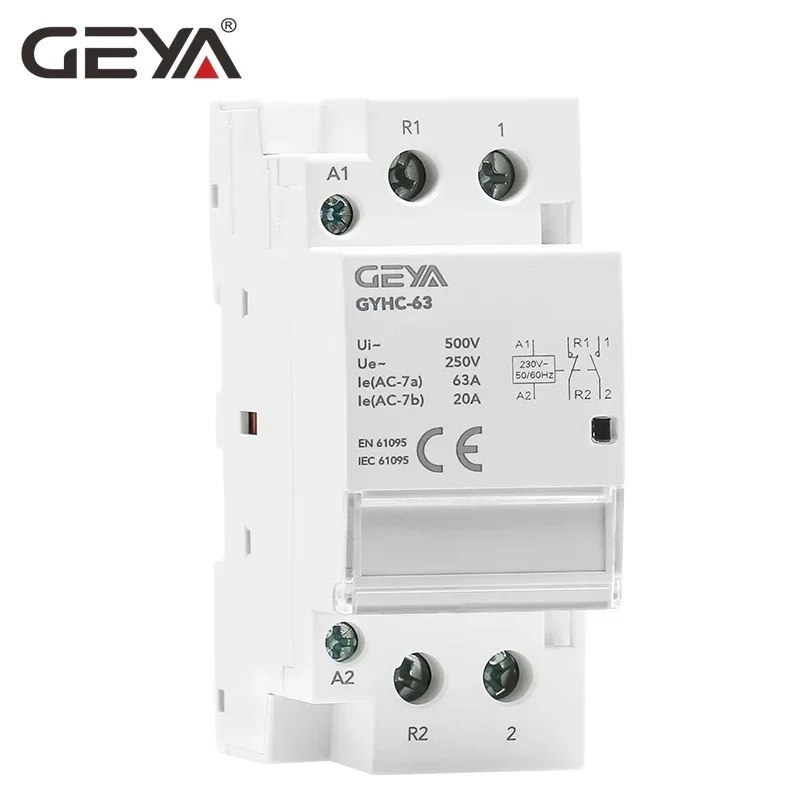 GEYA-Contactor de corriente alterna de riel Din 2P, 40A, 63A, 2NO, 2NC, 1NO1NC, uso doméstico o para Pila de carga, buena calidad