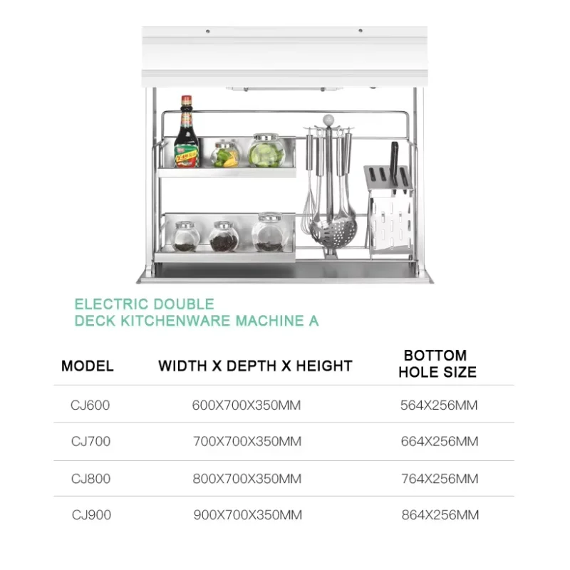 

Kitchen Cabinet High Cabinet Stainless Steel Wall Cabinet Electric Lift Pull Basket Rack