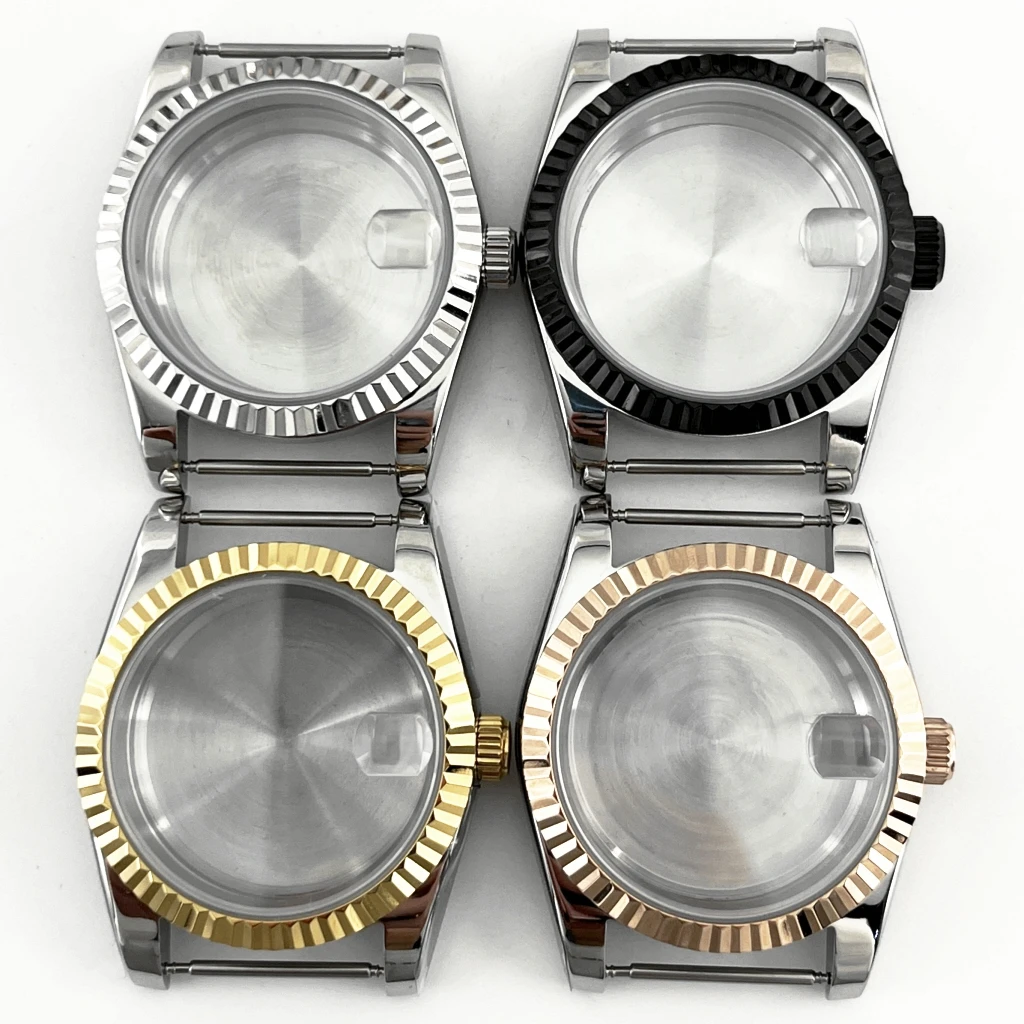 

36mm/39mm Sapphire Glass Sleek Serrated Ring Watch Case Fit NH35 NH36 ETA2824 2836 PT5000 Miyota82 Series Movement