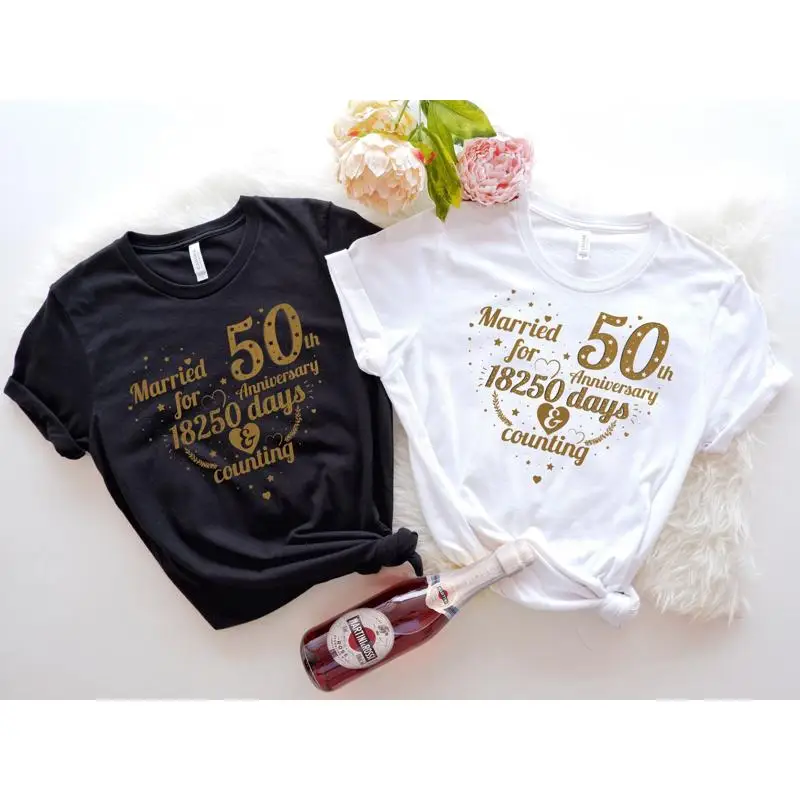 

50th Wedding Anniversary T Shirt For Couple 50 Years Together We Are Golden