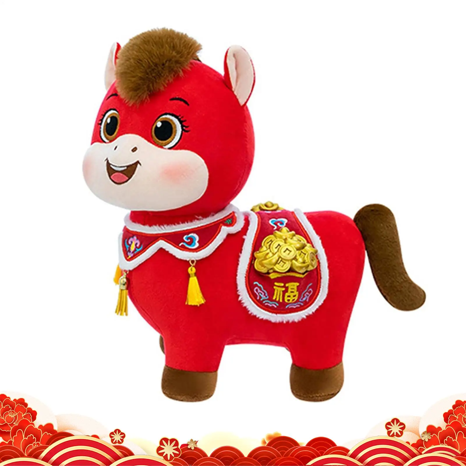

7.9 Inch Cute Adorable Chinese Designed Doll Horse Plush Auspicious Soft Stuffed Animals for Boys Girls Kids Chinese New Year