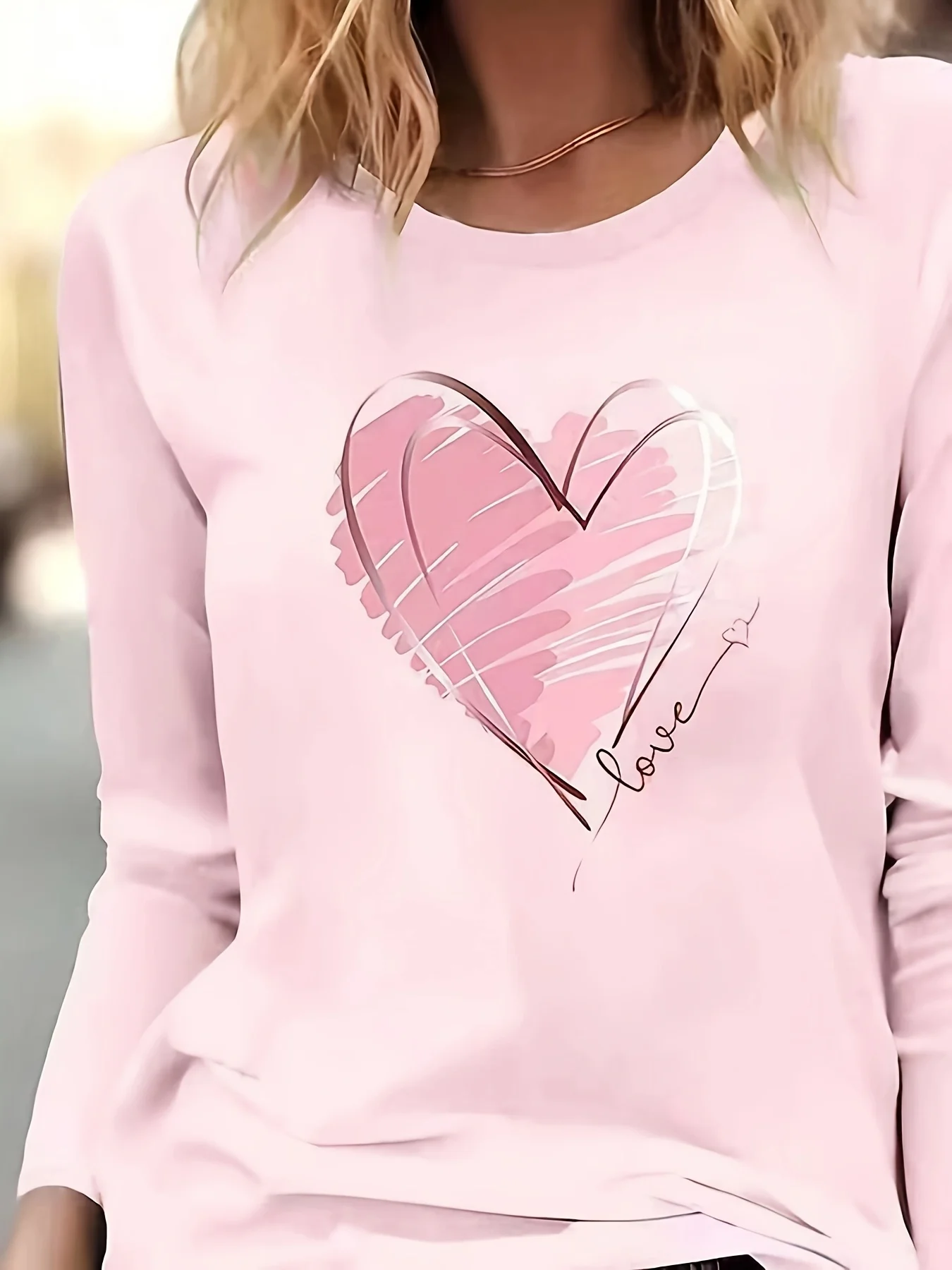 

Женская весенне-осенняя модная повседневная свободная футболка из 100% чистого хлопка с буквенным принтом и круглым вырезом с длинными рукавами, топ