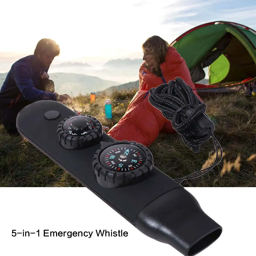 

Многофункциональный аварийный свисток 5-в-1: компас, фонарик, портативный инструмент для выживания на природе и кемпинга