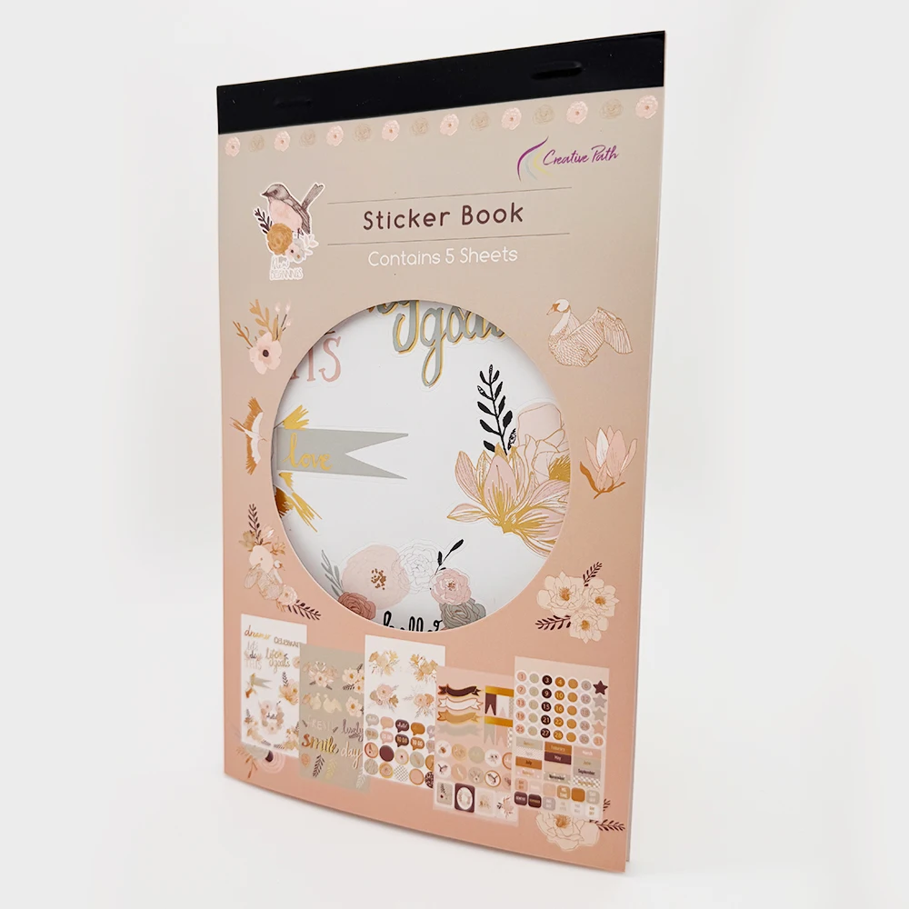 Creative Path New Beginning Scrapbooking-Aufkleberbücher, 5 Blatt, Goldfolien-Datums- und Vogel-Handwerksaufkleberbuch für Planer und Journaling – Detail 1