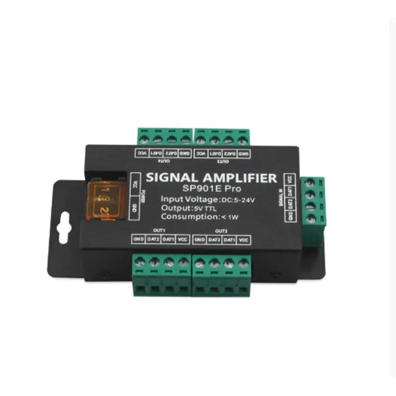 

X12A-Pixels IC Signal Dimmer DC5V-24V SP901E Pro SPI Signal Amplifier For WS2811 For WS2812B 2812 LED Strip Light