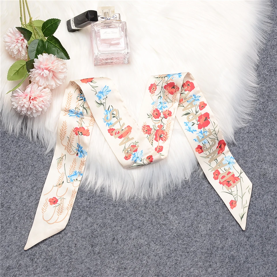 2024 New Tarot Twill 100% Silk Scarf Women Brand Scarf Skinny Bag Scarves Design Wrist Towel Foulard Summer Neckerchief Headband