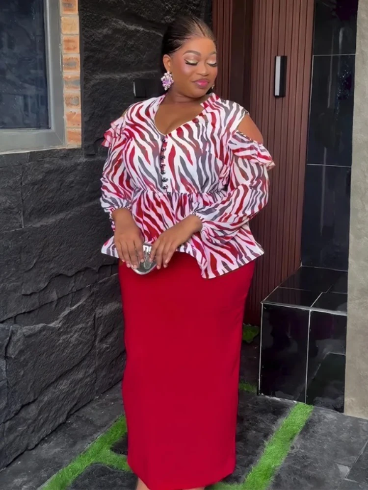 

Elegant African Dresses for Women 2025 Summer Fashion Long Sleeve Print Robe Plus Size Muslim Wedding Evening Party Long Dress