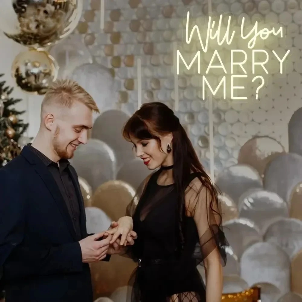 هل تتزوجني النيون تسجيل اقتراح الزواج حفل زفاف جدار الفن ديكور معلق مصابيح الحائط غرفة المنزل الجدار الديكور 12 ألوان