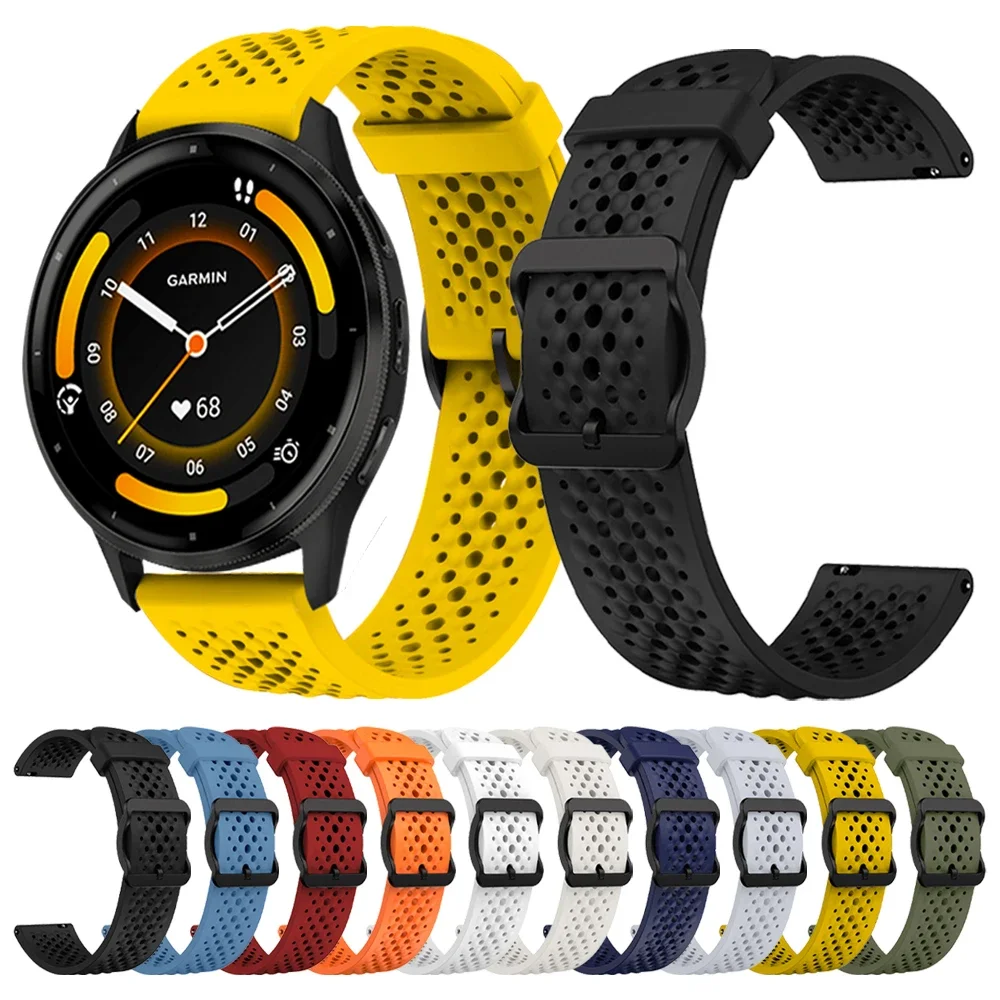 20mm 22mm Silicone Watch Strap For Garmin Forerunner 55 158 965 745 245 255 265 645 MUSIC Bracelet Correa For Garmin Venu 2 3 HR