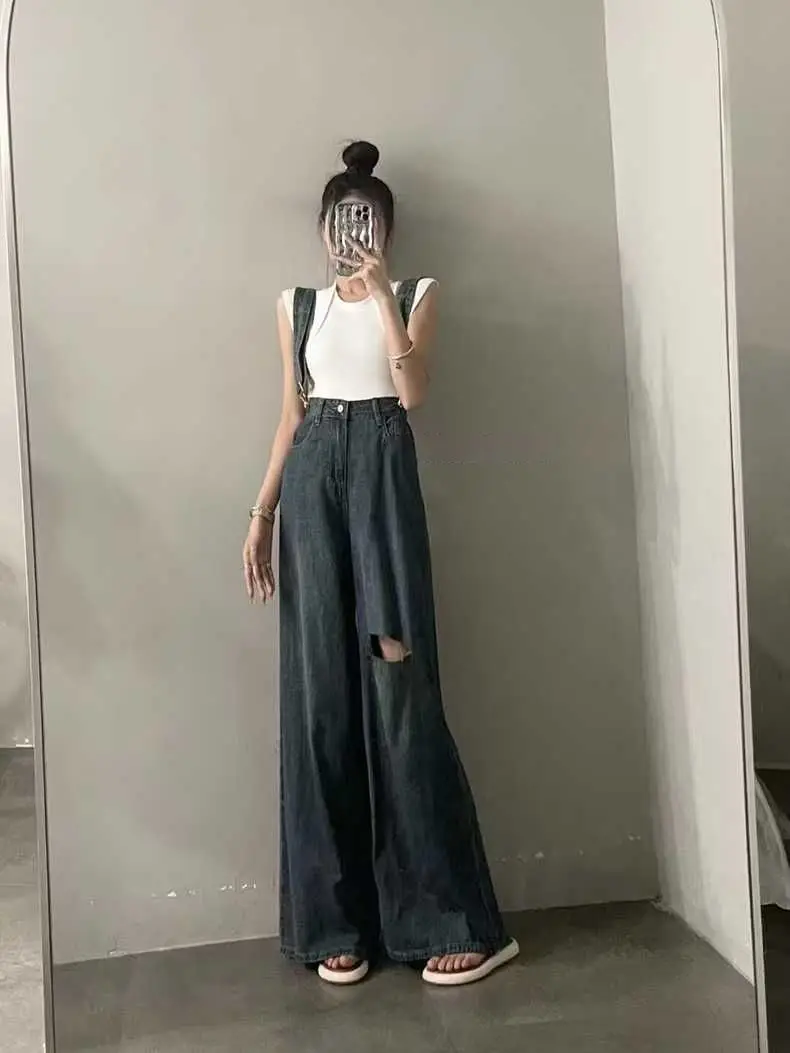 

Women Clothes Asymmetric Personality Bohemian Tassel Drawstringwear Blackgray Bottoms Femme Aesthetic Glam Popular Fly Slim Fit