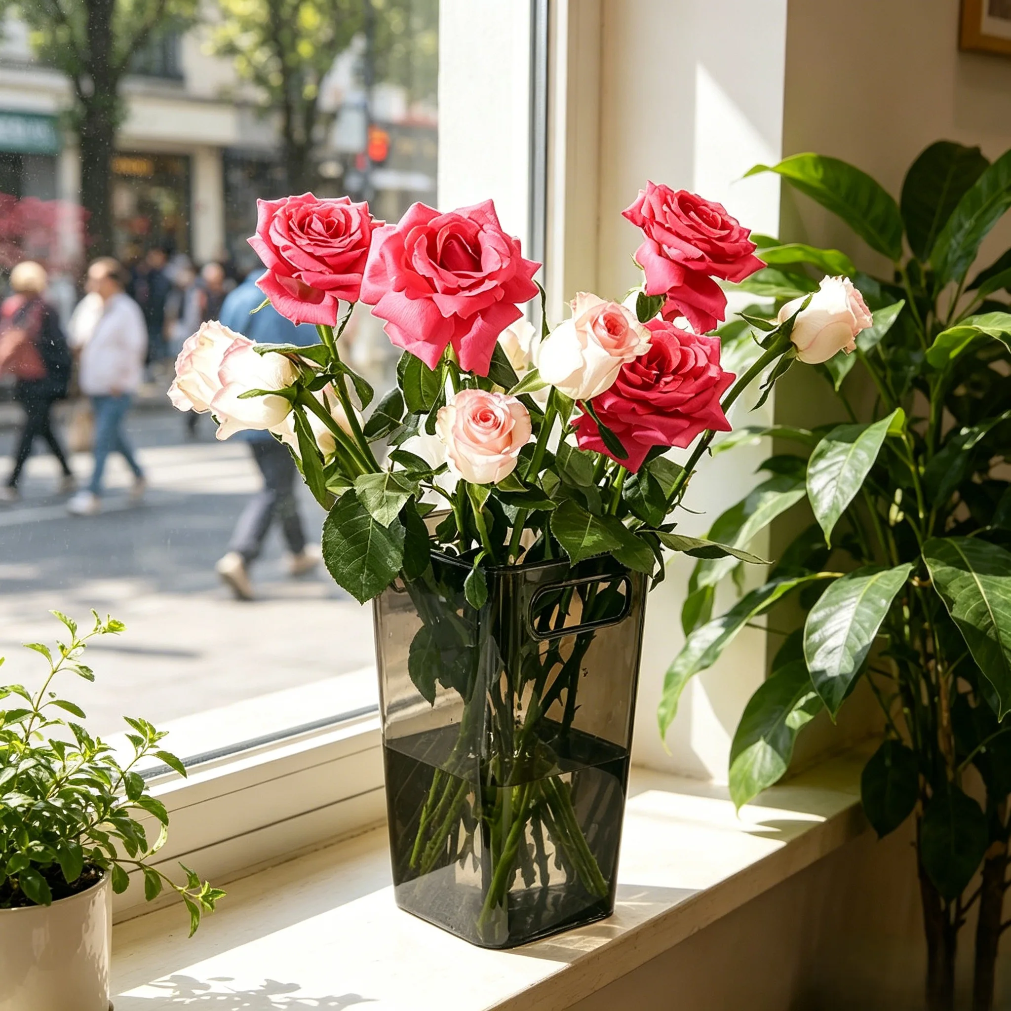 Transparent For acrylic Flower Bucket for Deep Hydration Featuring Wide Mouth and Comfortable Ergonomic Handle