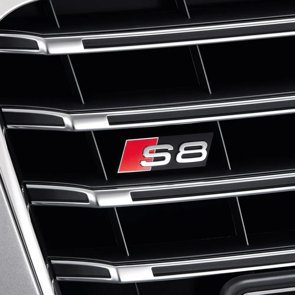 1pc ABS Plastic Car Front Grille Badge Logo For Audi S3 S4 S5 S6 S7 S8 Exterior Modification Accessories Decoration Stickers