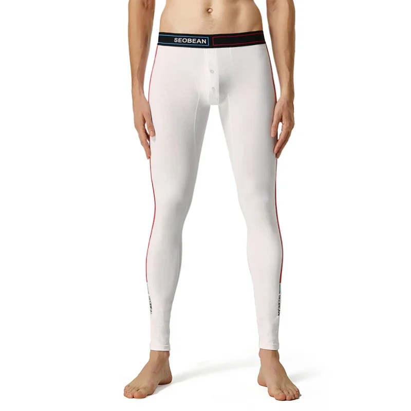 SEOBEAN-Sexy algodão Long Johns masculino, cuecas térmicas de baixo crescimento, leggings para outono e inverno, novo