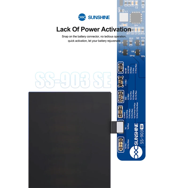 SUNSHINE SS-903 SE لوحة تفعيل شحن البطارية الخالية من الإزالة لهاتف iPhone 8-16 Pro Max جهاز اختبار شحن لوحة دوائر كهربائية للبطارية