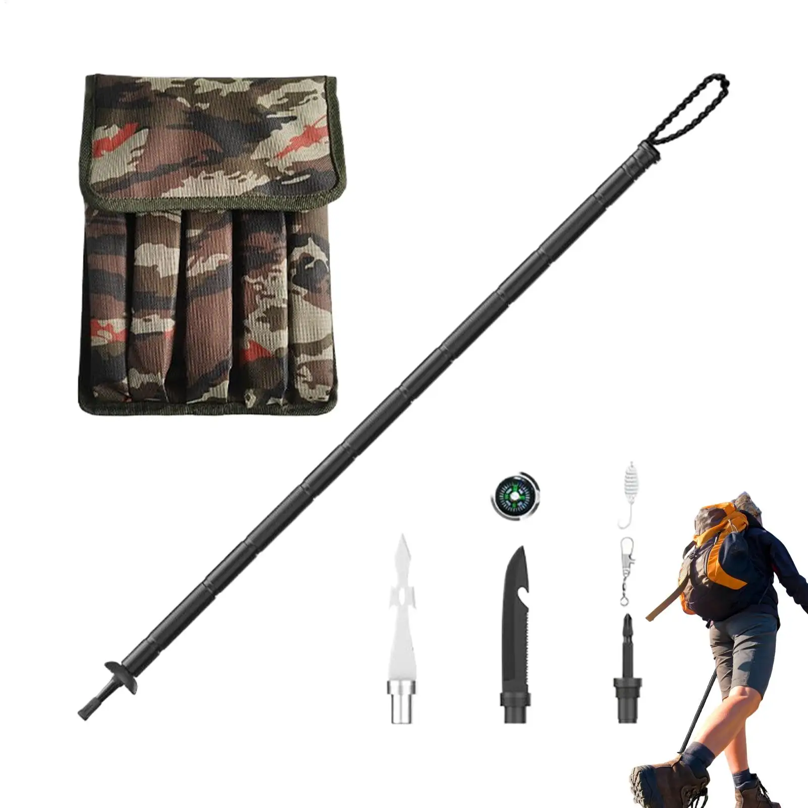 أقطاب الرحلات للمشي لمسافات طويلة قابل للتعديل للطي أقطاب المشي تسلق الجبال العصي للرحلات التنزه الظهر التخييم