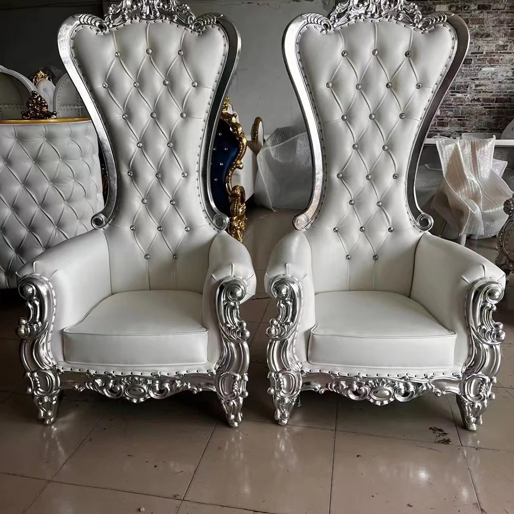 Top Quality Rental Furniture Silver And Leather Throne  Event Wedding Throne Chairs