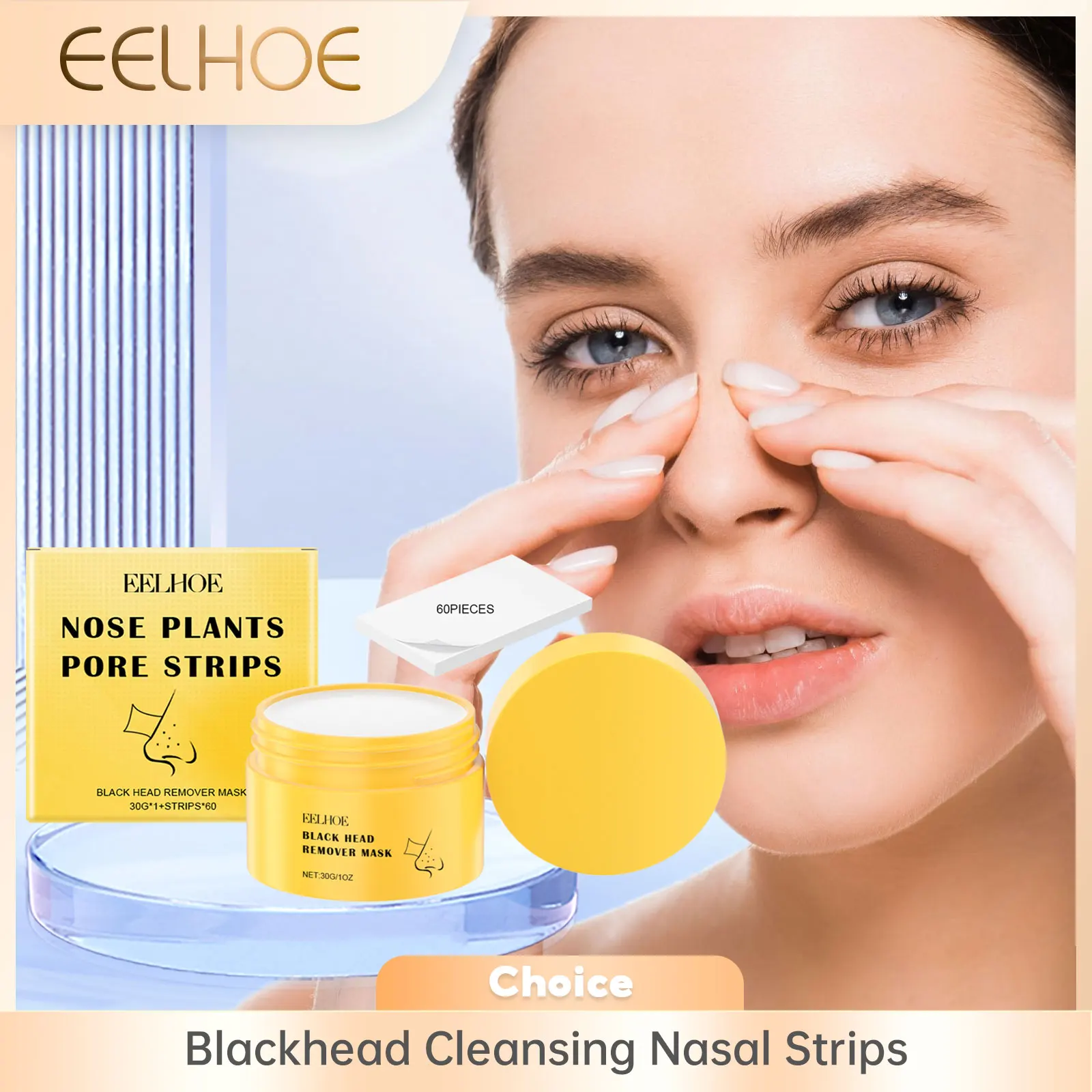 EELHOE Blackhead Remover Face Mask Peel-Off Nasal Strips Deep Cleansing Pore Shrinking Black Head Remover Nose Strip Skin Care