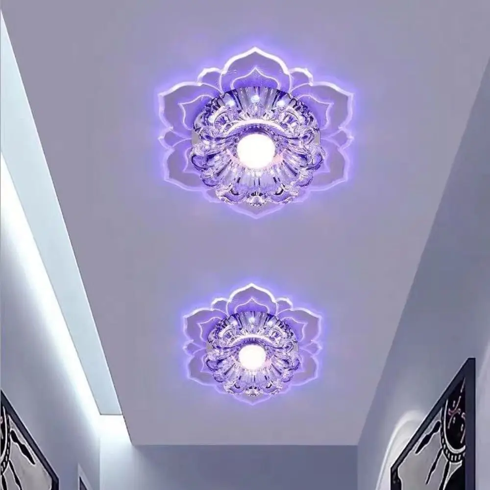 

9W LED Ceiling Lights Crystal Petals Creative Crystal Flower Chandelier Modern Pendant Lamp