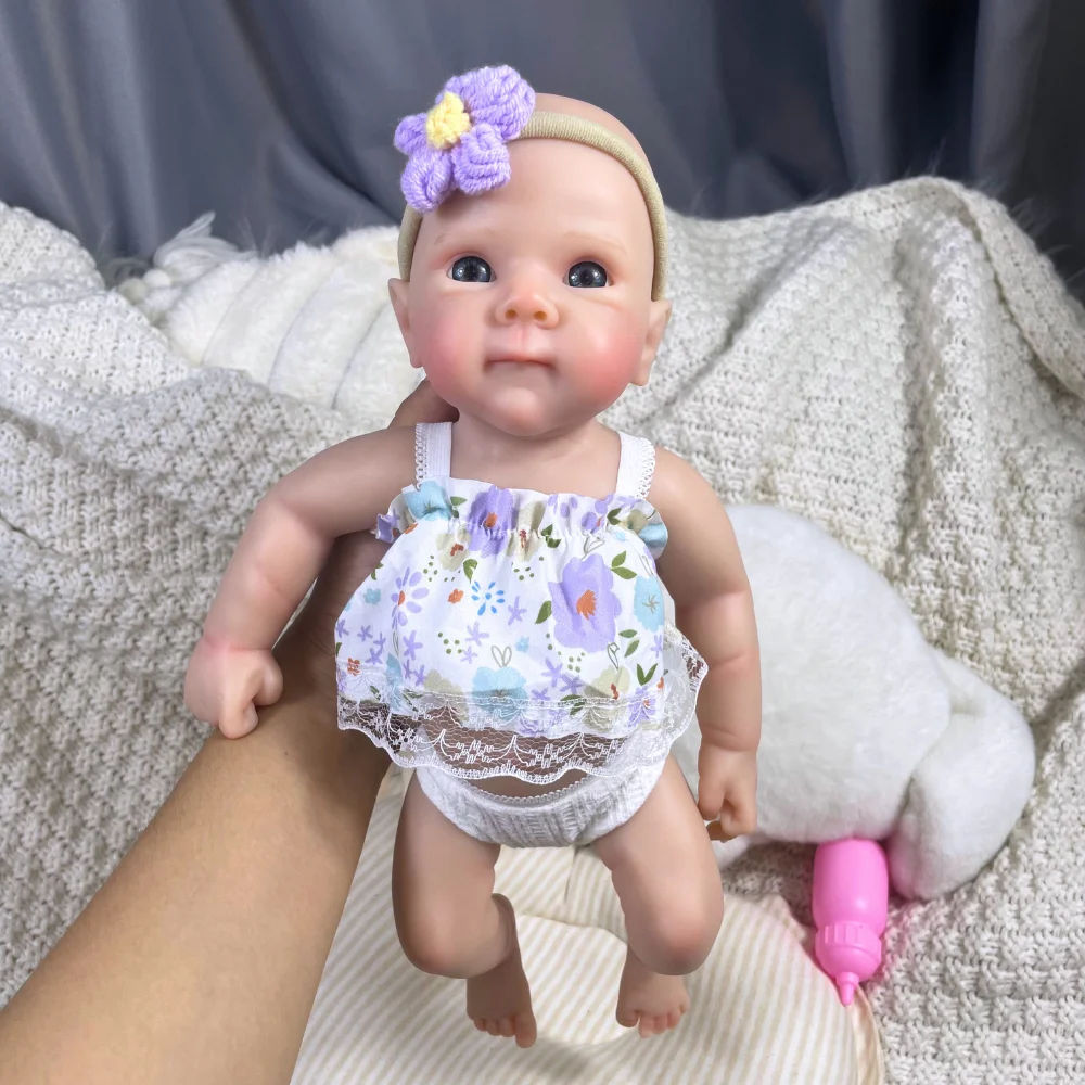 Mini 13 Inch Full Solid Silicone Bettie Reborn Baby Doll Washable Body Girl Adorable Silicone Doll Birthday Christmas Gift