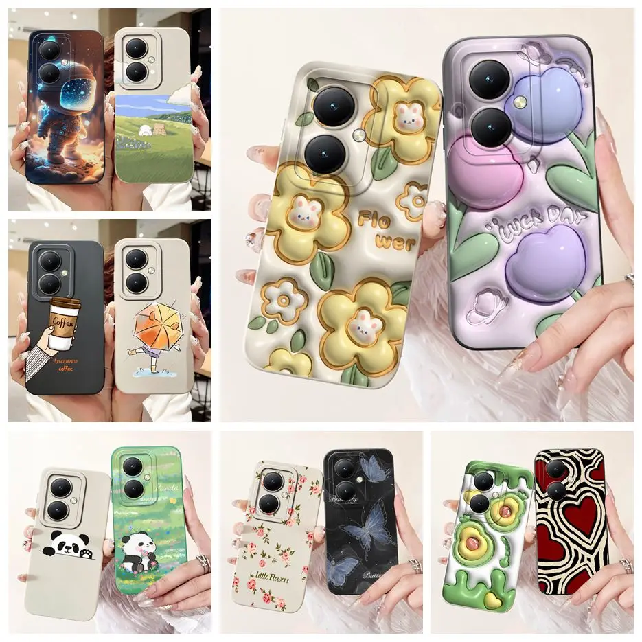 For Vivo Y27 4G Case V2249 Luxury Candy Painted Cover Shockproof Phone Case For Vivo Y27s Y 27 s VivoY27 5G Fundas 6.64'' Bumper