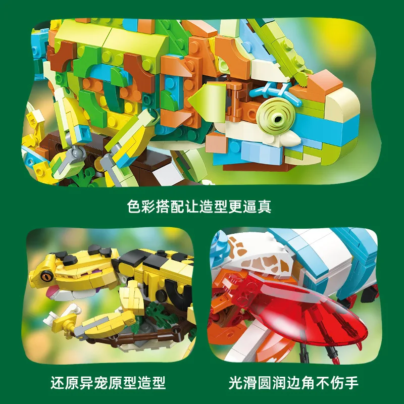 Biomimetic Animals Gecko/Chameleon/Mantis Shrimp/Crab Bricks MOC Model Building Blocks Toys  Home Decorations Gifts view 4