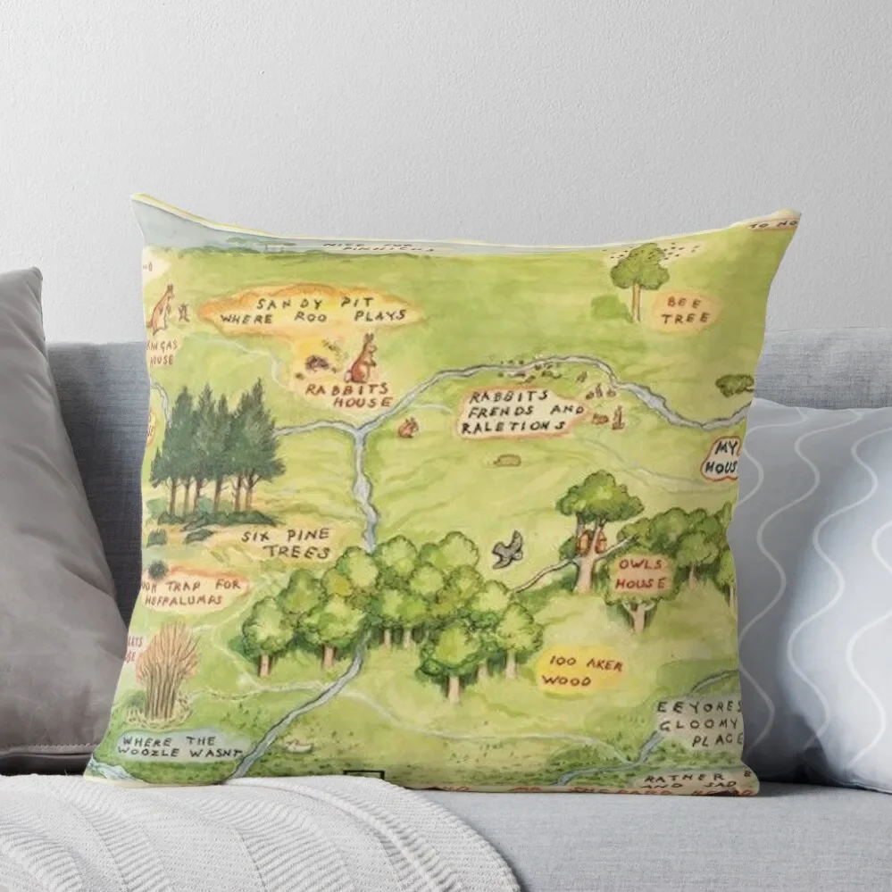 

Hundred Acre Woods Map Throw Pillow Covers For Sofas christmas ornaments 2024