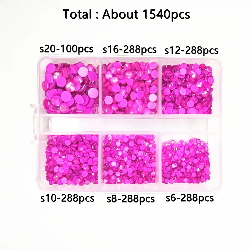 Luminous Neon Crystal AB Glass Non Hot Fix Rhinestone Flatback Glue On 3D Glitter Nail Art Rhinestones Decorations