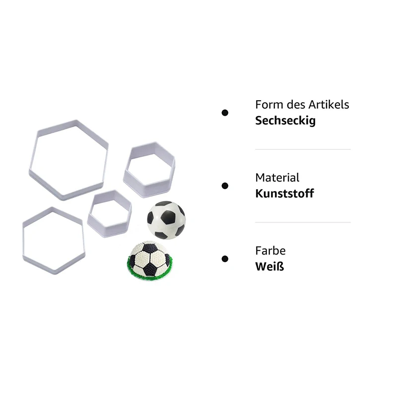 4pcs/set Soccer Pattern Cake Cookie Molds Cutters Diy Hexagon Fondant Moulds Soccer Ball Bakery Molds Football Cake Decoration
