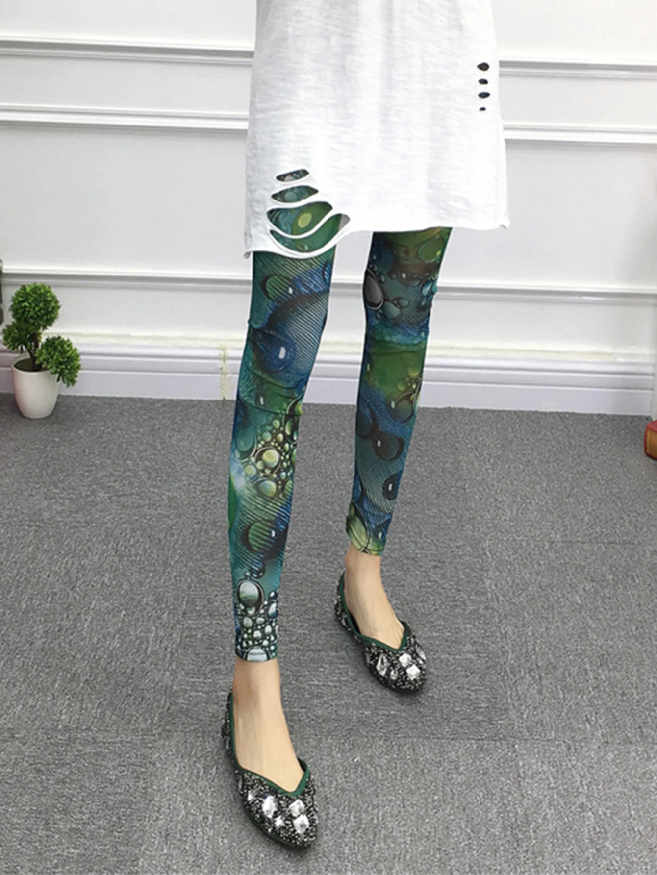 Skinny Fit Midi-legging voor dames, comfortabel, het hele seizoen, Koreaanse print, sportieve dagelijkse basislaagbroek