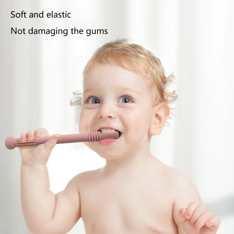 

Силиконовый прорезыватель для новорожденных, жевательная трубка для моляров с щеткой, полые палочки для прорезывания зубов