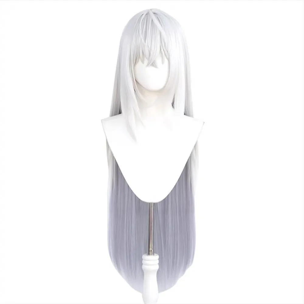 1 شعر مستعار أبيض مقسم باللون الرمادي الطويل المستقيم باللون الأزرق لشخصية اللعبة على طراز باي تشوزي #1