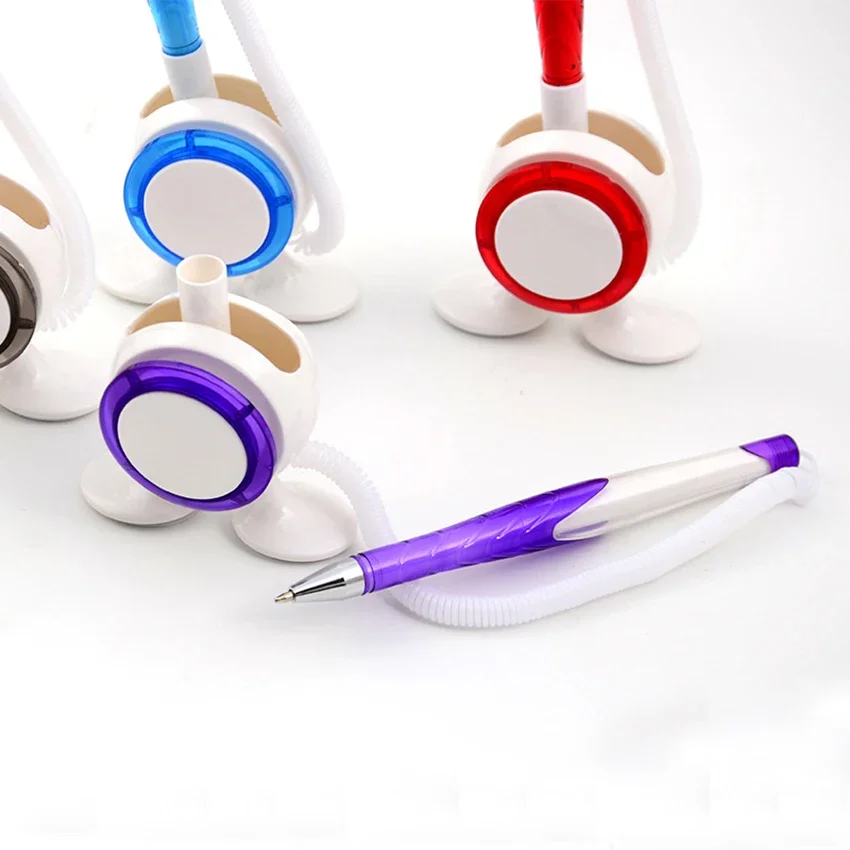 Elastic Rope Ballpoint Pen Bank Desktop Spring Cable Fixed Signature Writing 0.5mm Ball Point Pens School Office Supplies