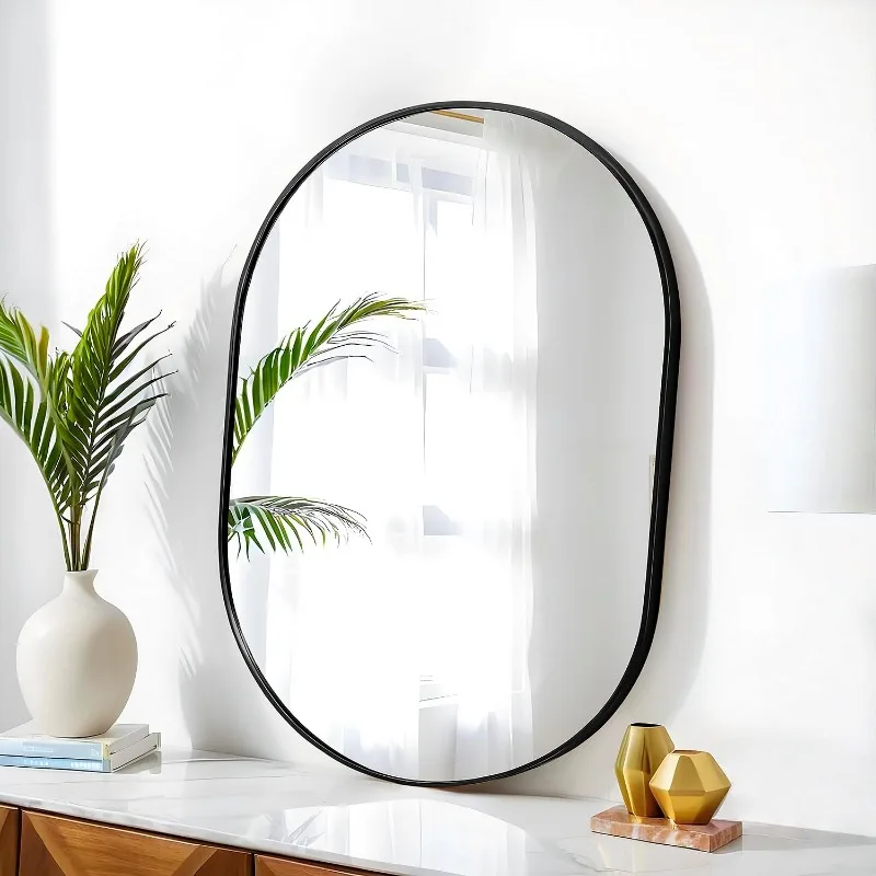 

30x20 Mirror Runway Oval Wall Mounted Aluminum Alloy Metal Frame Rectangle Mirrors for Entryway Bedroom Bathroom Living Room