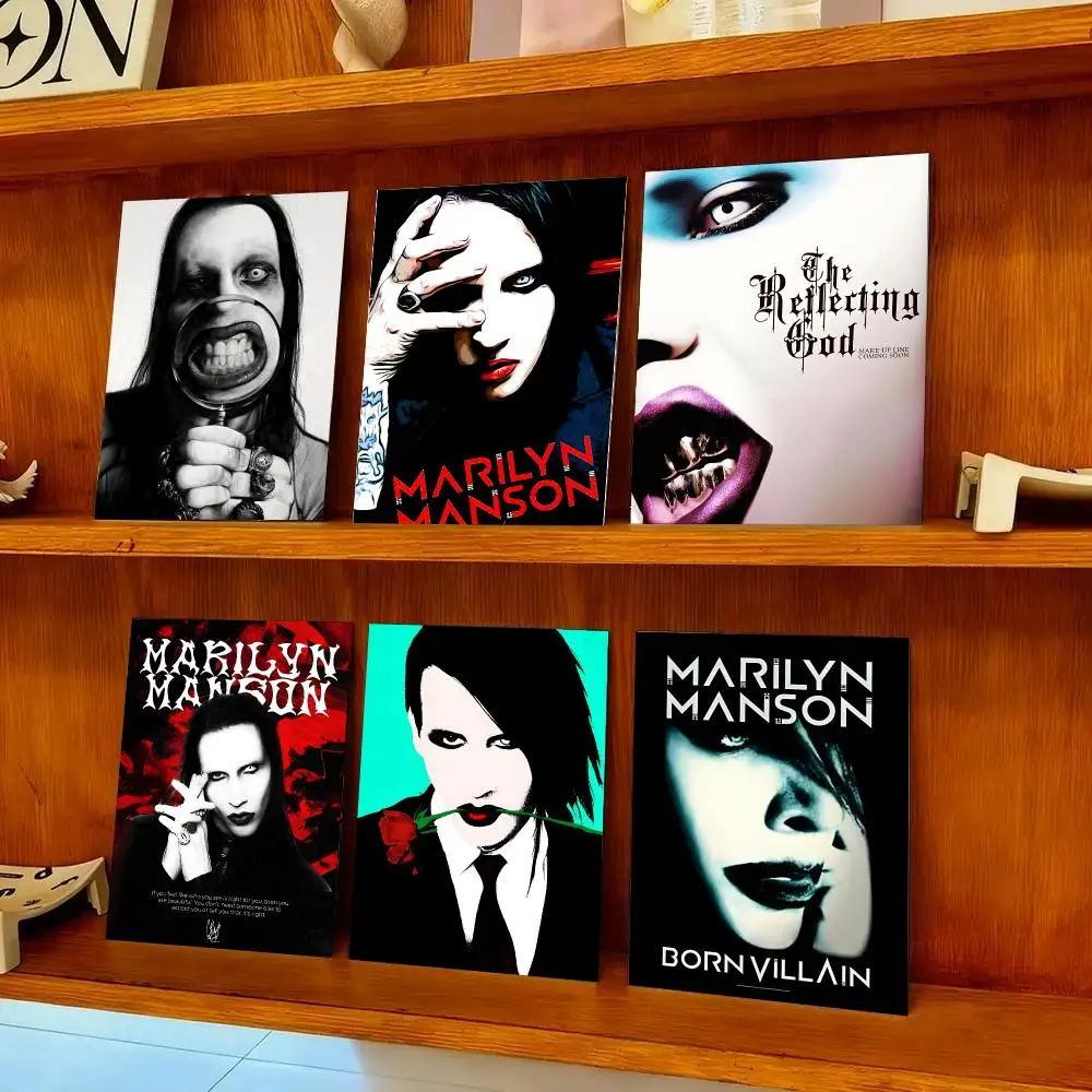 Singer M-Marilyn M-Manson Poster HD Self-adhesive Waterproof Paper Sticker Suitable For Living Rooms Bedrooms Home Decor