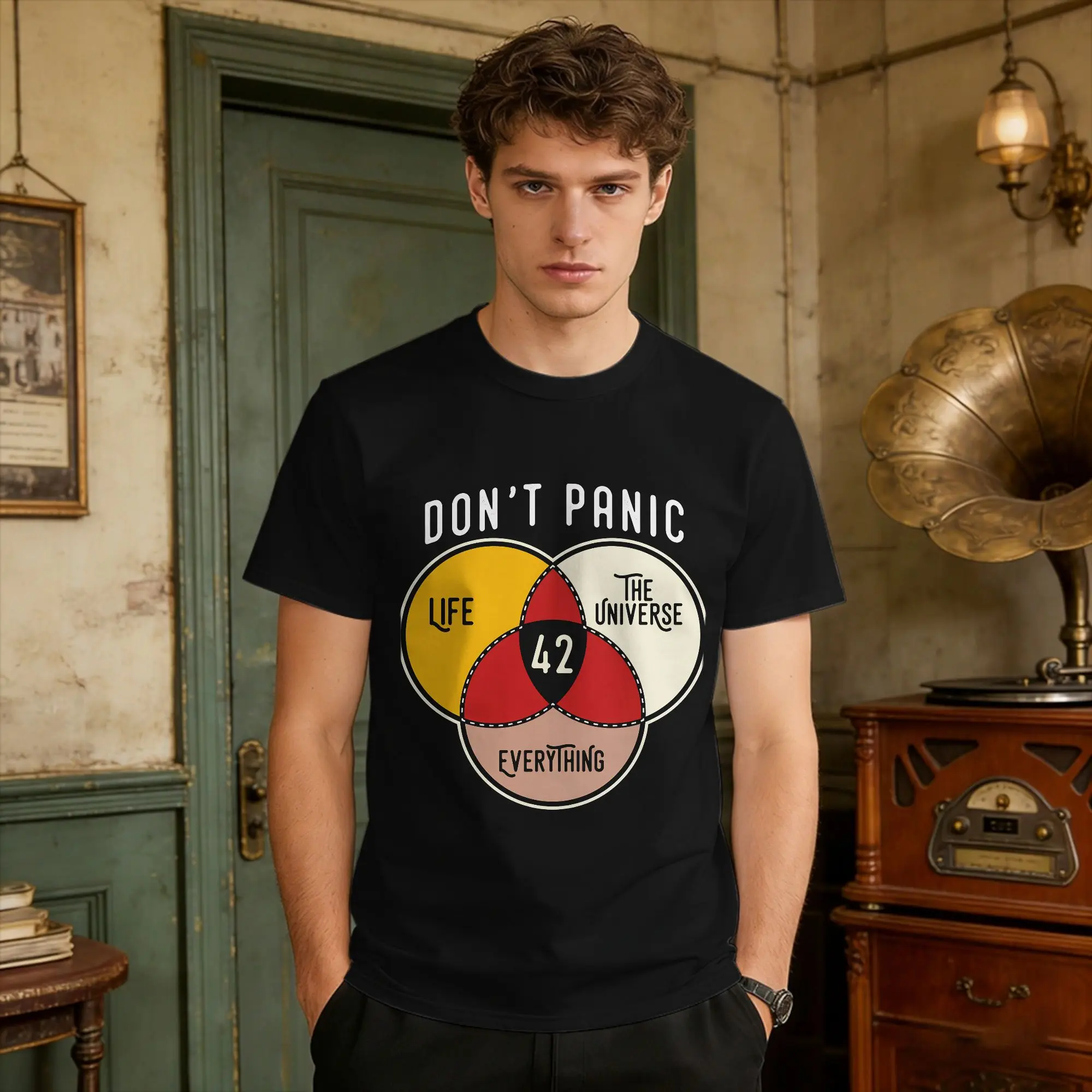 T Shirt Men Don'T Panic Vintage T Shirts Summer O-Neck Harajuku Tees Pattern Oversized Clothes