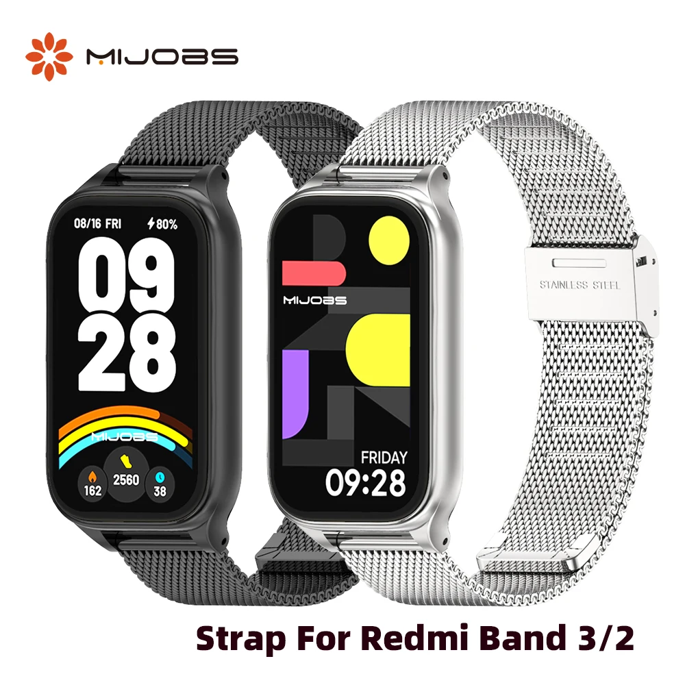 สําหรับ Redmi Band 3 2 สายรัดข้อมือโลหะสําหรับ Xiaomi Redmi Band 3 สแตนเลสสําหรับ Redmi Band 2 สร้อยข้อมือ