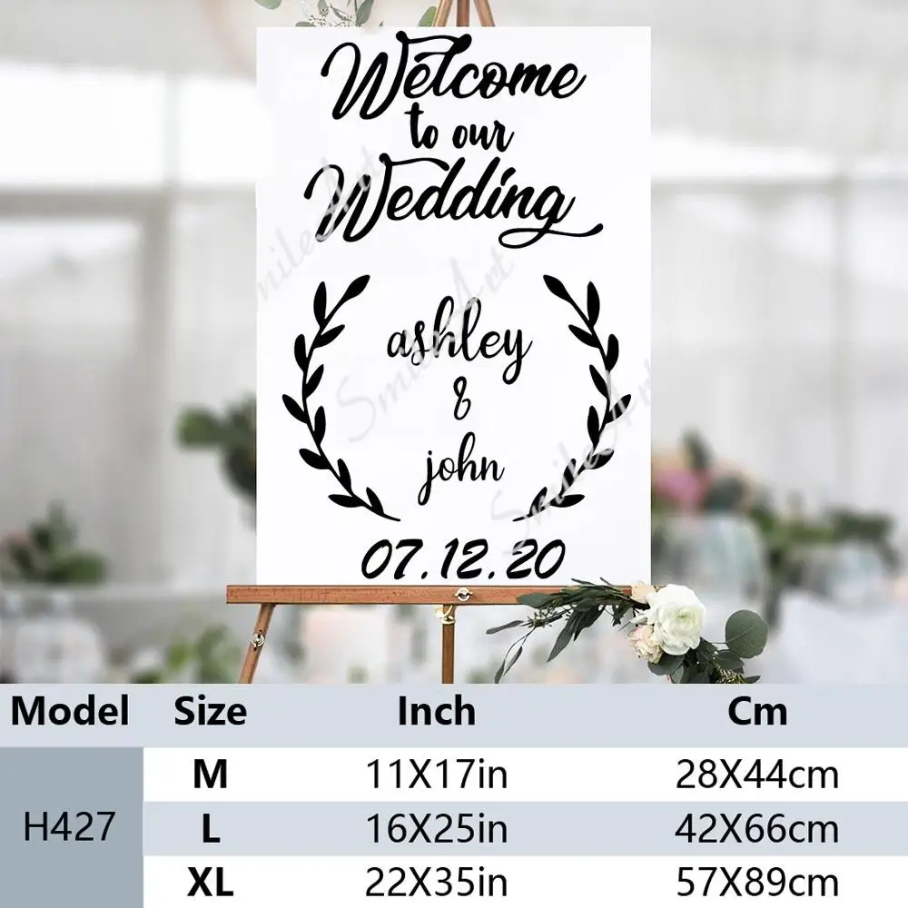 Fun Wedding Welcome Sticker Personalized Names Self Adhesive Vinyl Waterproof Wall Art Decal Kids Room Nature Decor Wall Decal